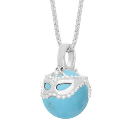 18ct White Gold Turquoise Zodiac Gemini 10mm Bead Pendant, P3622