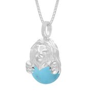 18ct White Gold Turquoise Zodiac Leo 10mm Bead Pendant, P3626.