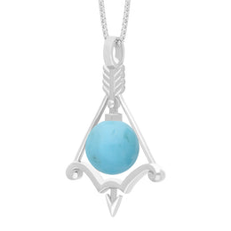 18ct White Gold Turquoise Zodiac Sagittarius 10mm Bead Pendant, P3619.