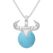 18ct White Gold Turquoise Zodiac Taurus 10mm Bead Pendant, P3621.