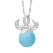 18ct White Gold Turquoise Zodiac Taurus 10mm Bead Pendant, P3621.