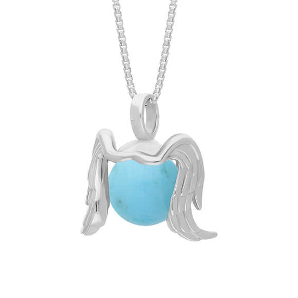 18ct White Gold Turquoise Zodiac Virgo 10mm Bead Pendant, P