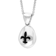 18ct White Gold Whitby Jet Fleur De Lis Pear Shape Necklace