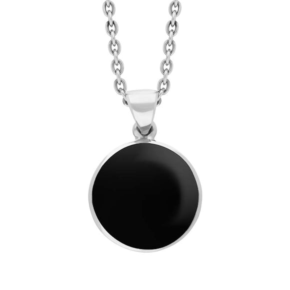 18ct White Gold Whitby Jet Plain Round Necklace P1541
