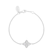 18ct White Gold WHITE MOP Bloom Marquise Flower Bracelet