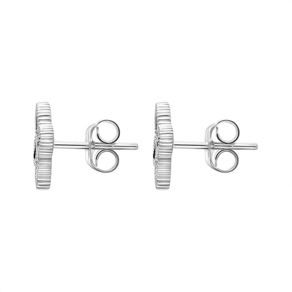 18ct White Gold Whitby Jet Eden Marquise Flower Stud Earrings