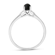 18ct White Gold Whitby Jet Diamond 0.04ct Round Claw Set Ring
