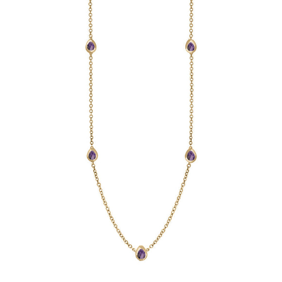 18ct Yellow Gold Blue John Cross Link Disc Chain Necklace