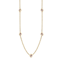 18ct Yellow Gold Blue John Cross Link Disc Chain Necklace
