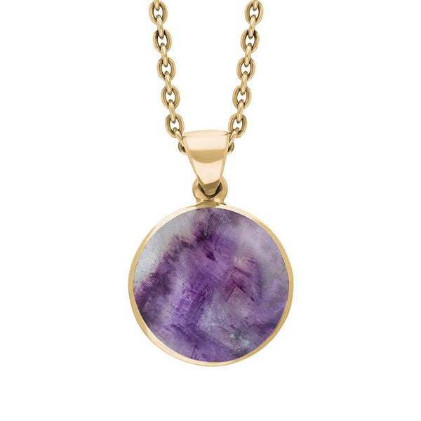 18ct Yellow Gold Blue John Plain Round Necklace P1541