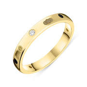 18ct Yellow Gold Diamond Jet King's Coronatioin Hallmark 3mm Ring