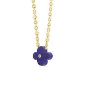 18ct Yellow Gold Lapis Lazuli Diamond Clover Charm D