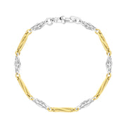 18ct Yellow Gold Sterling Silver Twist Byzantine Handmade Bracelet C118BR