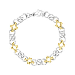 18ct Yellow Gold Sterling Silver Celtic Knot Handmade Bracelet C0121BR