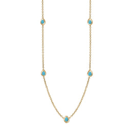 18ct Yellow Gold Turquoise Cross Link Disc Chain Necklace