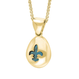 18ct Yellow Gold Turquoise Fleur De Lis Pear Shape Necklace