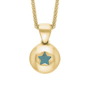 18ct Yellow Gold Turquoise Star Disc Necklace, P3644.