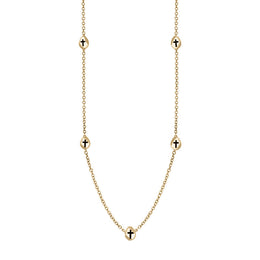 18ct Yellow Gold Whitby Jet Cross Link Disc Chain Necklace