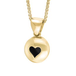 18ct Yellow Gold Whitby Jet Heart Disc Necklace