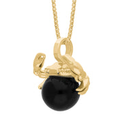 18ct Yellow Gold Whitby Jet Zodiac Cancer 10mm Bead Pendant, P3625.