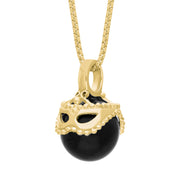 18ct Yellow Gold Whitby Jet Zodiac Gemini 10mm Bead Pendant, P3622.