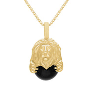 18ct Yellow Gold Whitby Jet Zodiac Leo 10mm Bead Pendant, P3626.