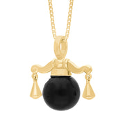 18ct Yellow Gold Whitby Jet Zodiac Libra 10mm Bead Pendant, P3617.