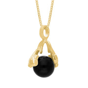 18ct Yellow Gold Whitby Jet Zodiac Pisces 10mm Bead Pendant, P3627.