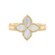 18ct Yellow Gold White Mother of Pearl Eden Marquise Flower Ring