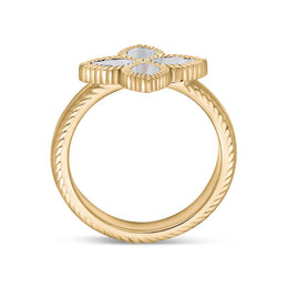 18ct Yellow Gold White Mother of Pearl Eden Marquise Flower Ring