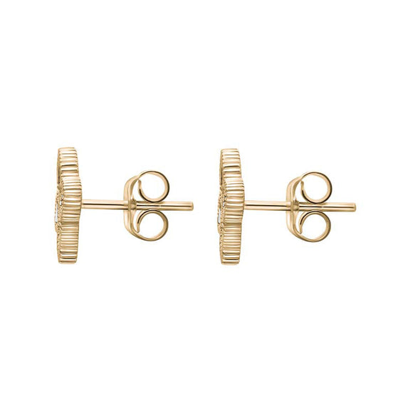 18ct Yellow Gold White Mother of Pearl Eden Marquise Flower Stud Earrings