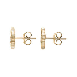 18ct Yellow Gold White Mother of Pearl Eden Marquise Flower Stud Earrings