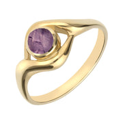 18ct Yellow Gold Blue John Round Twist Ring, R030.