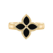 18ct Yellow Gold Whitby Jet Eden Marquise Flower Ring