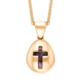 18ct Rose Gold Blue John Cross Pear Shape Necklace
