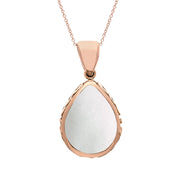 18ct Rose Gold Blue John White Mother Of Pearl Double Sided Celtic Edge Pear Cut Fob Necklace, P410_2.