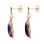 18ct Rose Gold Blue John Open Marquise Drop Earrings, E2437_2