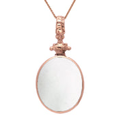 18ct Rose Gold Blue John White Mother Of Pearl Double Sided Oval Fob Necklace, P100_2.