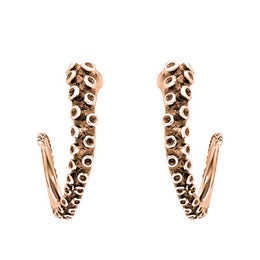 18ct Rose Gold Tentacle Hoop Earrings, E2460