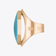 18ct Rose Gold Turquoise Hallmark Large Oval Ring