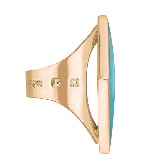 18ct Rose Gold Turquoise Hallmark Large Rhombus Ring