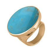 18ct Rose Gold Turquoise Hallmark Medium Round Ring. R610_FH.