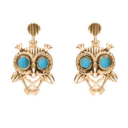 18ct Rose Gold Turquoise Owl Stud Earrings E2329