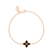 18ct Rose Gold Whitby Jet Bloom Flower Ball Edge Bracelet, B1273