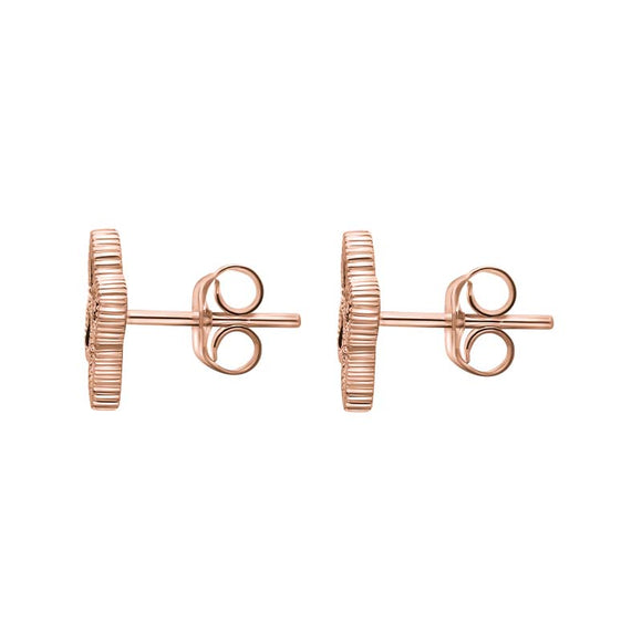 18ct Rose Gold Whitby Jet Eden Marquise Flower Stud Earrings
