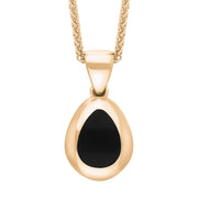 18ct Rose Gold Whitby Jet Cross Pear Shape Necklace