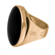 18ct Rose Gold Whitby Jet Hallmark Medium Round Ring
