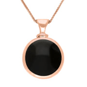 18ct Rose Gold Whitby Jet Lapis Lazuli Double Sided Round Dinky Fob Necklace, P218_2.