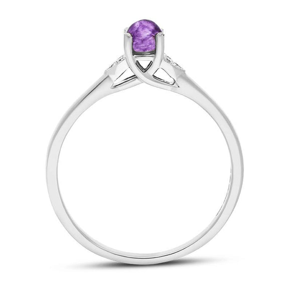 18ct White Gold Blue John Diamond 0.04ct Round Claw Set Ring