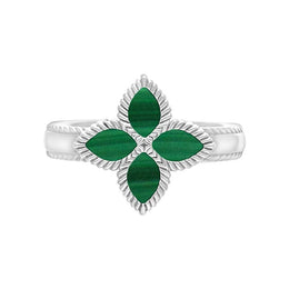 18ct White Gold Malachite Eden Marquise Flower Ring